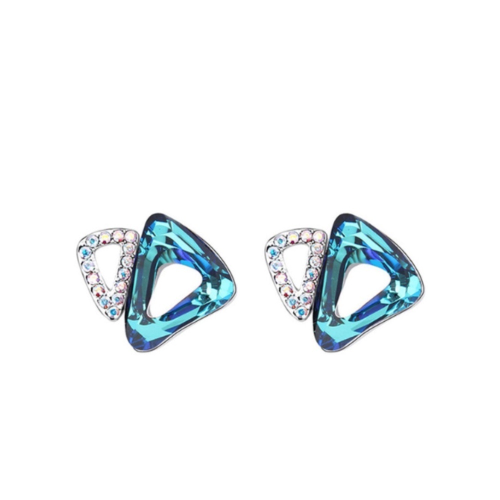 Last Pair • Bermuda Blue Swarovski Crystal Stud Earrings • 18×20mm • NWT